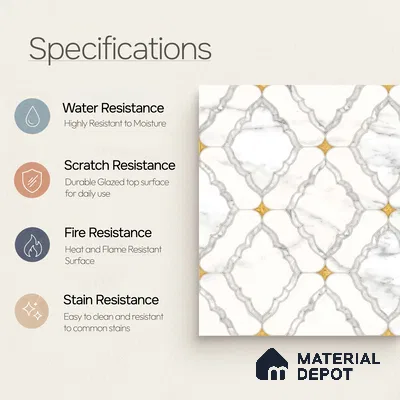 Moroccan Wall & Floor Tile TL 10034 | CRV-83 | 1 ft x 1 ft Matte Finish Ceramic Tile - 10 mm | Suitable for Bathroom, Kitchen, Balcony | Please Expect a Slight Variation of Pattern