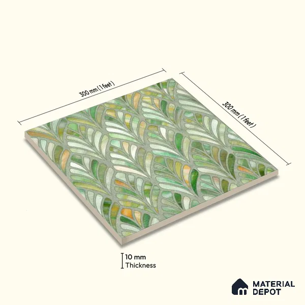 Moroccan Wall Tile TL 10035 | CRV-84 | 1 ft x 1 ft Matte Finish Ceramic Tile - 10 mm | Suitable for Bathroom, Kitchen, Balcony | Please Expect a Slight Variation of Pattern