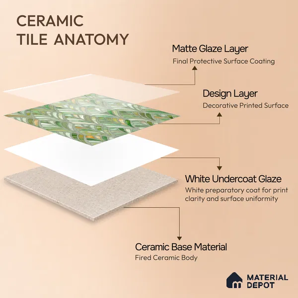 Moroccan Wall Tile TL 10035 | CRV-84 | 1 ft x 1 ft Matte Finish Ceramic Tile - 10 mm | Suitable for Bathroom, Kitchen, Balcony | Please Expect a Slight Variation of Pattern