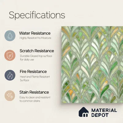 Moroccan Wall Tile TL 10035 | CRV-84 | 1 ft x 1 ft Matte Finish Ceramic Tile - 10 mm | Suitable for Bathroom, Kitchen, Balcony | Please Expect a Slight Variation of Pattern
