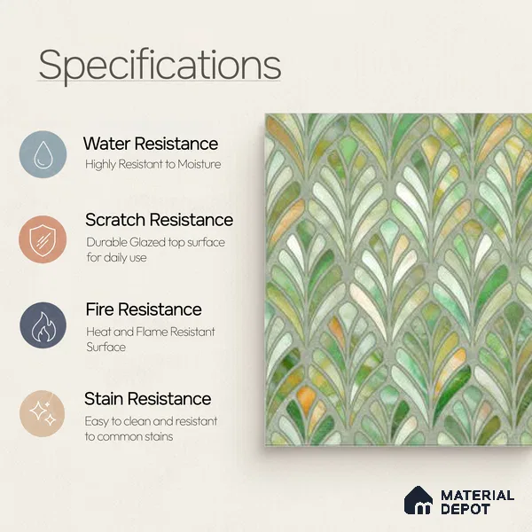 Moroccan Wall Tile TL 10035 | CRV-84 | 1 ft x 1 ft Matte Finish Ceramic Tile - 10 mm | Suitable for Bathroom, Kitchen, Balcony | Please Expect a Slight Variation of Pattern
