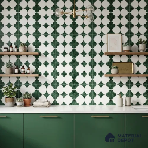 Moroccan Wall Tile TL 10036 | CRV-85 | 1 ft x 1 ft Matte Finish Ceramic Tile - 10 mm | Suitable for Bathroom, Kitchen, Balcony | Please Expect a Slight Variation of Pattern