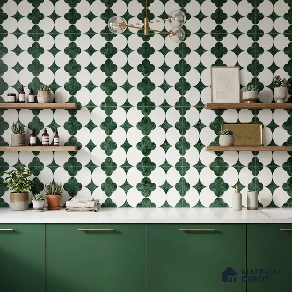 Moroccan Wall Tile TL 10036 | CRV-85 | 1 ft x 1 ft Matte Finish Ceramic Tile - 10 mm | Suitable for Bathroom, Kitchen, Balcony | Please Expect a Slight Variation of Pattern