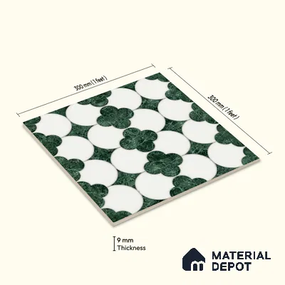 Moroccan Wall Tile TL 10036 | CRV-85 | 1 ft x 1 ft Matte Finish Ceramic Tile - 10 mm | Suitable for Bathroom, Kitchen, Balcony | Please Expect a Slight Variation of Pattern