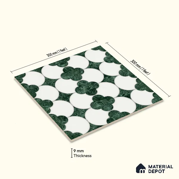 Moroccan Wall Tile TL 10036 | CRV-85 | 1 ft x 1 ft Matte Finish Ceramic Tile - 10 mm | Suitable for Bathroom, Kitchen, Balcony | Please Expect a Slight Variation of Pattern