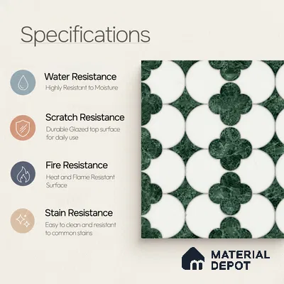 Moroccan Wall Tile TL 10036 | CRV-85 | 1 ft x 1 ft Matte Finish Ceramic Tile - 10 mm | Suitable for Bathroom, Kitchen, Balcony | Please Expect a Slight Variation of Pattern