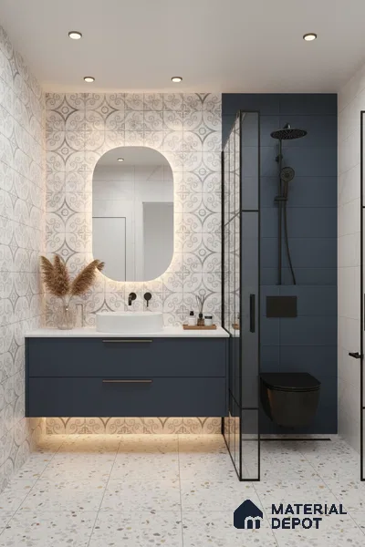 Moroccan Wall Tile TL 10037 | CRV-87 | 1 ft x 1 ft Matte Finish Ceramic Tile - 10 mm | Suitable for Bathroom, Kitchen, Balcony | Please Expect a Slight Variation of Pattern
