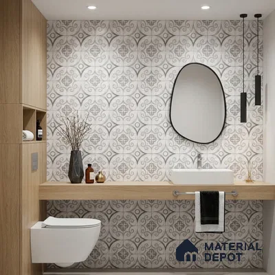 Moroccan Wall Tile TL 10037 | CRV-87 | 1 ft x 1 ft Matte Finish Ceramic Tile - 10 mm | Suitable for Bathroom, Kitchen, Balcony | Please Expect a Slight Variation of Pattern