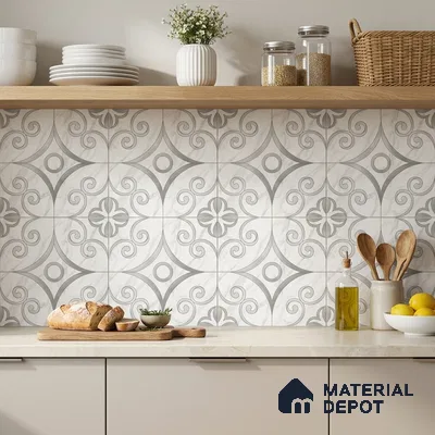 Moroccan Wall Tile TL 10037 | CRV-87 | 1 ft x 1 ft Matte Finish Ceramic Tile - 10 mm | Suitable for Bathroom, Kitchen, Balcony | Please Expect a Slight Variation of Pattern