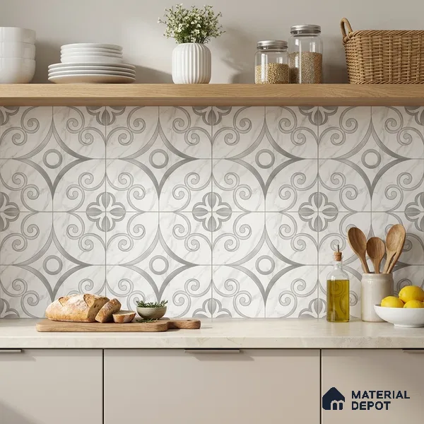 Moroccan Wall Tile TL 10037 | CRV-87 | 1 ft x 1 ft Matte Finish Ceramic Tile - 10 mm | Suitable for Bathroom, Kitchen, Balcony | Please Expect a Slight Variation of Pattern