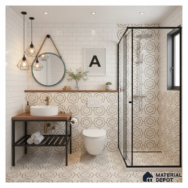 Moroccan Wall Tile TL 10038 | CRV-88 | 1 ft x 1 ft Matte Finish Ceramic Tile - 10 mm | Suitable for Bathroom, Kitchen, Balcony | Please Expect a Slight Variation of Pattern