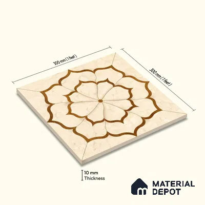 Moroccan Wall Tile TL 10038 | CRV-88 | 1 ft x 1 ft Matte Finish Ceramic Tile - 10 mm | Suitable for Bathroom, Kitchen, Balcony | Please Expect a Slight Variation of Pattern