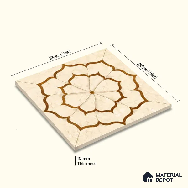 Moroccan Wall Tile TL 10038 | CRV-88 | 1 ft x 1 ft Matte Finish Ceramic Tile - 10 mm | Suitable for Bathroom, Kitchen, Balcony | Please Expect a Slight Variation of Pattern