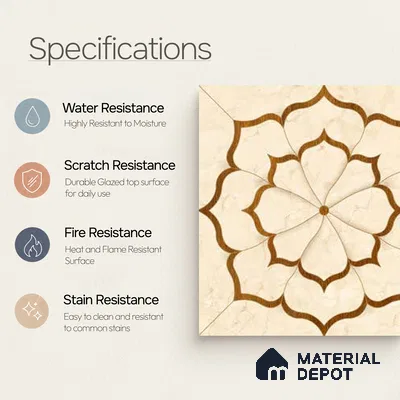 Moroccan Wall Tile TL 10038 | CRV-88 | 1 ft x 1 ft Matte Finish Ceramic Tile - 10 mm | Suitable for Bathroom, Kitchen, Balcony | Please Expect a Slight Variation of Pattern