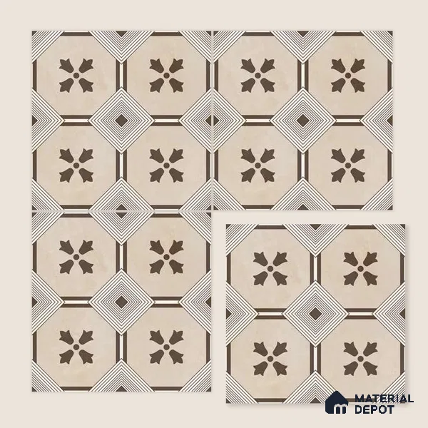 Moroccan Wall & Floor Tile TL 10039 | CRV-94 | 1 ft x 1 ft Matte Finish Ceramic Tile - 10 mm | Suitable for Bathroom, Kitchen, Balcony | Please Expect a Slight Variation of Pattern
