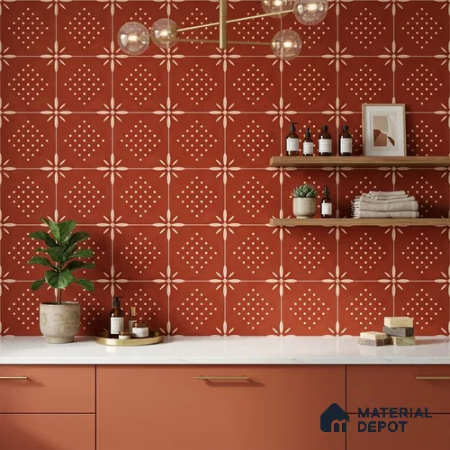 Moroccan Wall & Floor Tile TL 10040 | CRV-95 | 1 ft x 1 ft Matte Finish Ceramic Tile - 10 mm | Suitable for Bathroom, Kitchen, Balcony | Please Expect a Slight Variation of Pattern