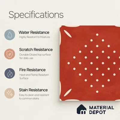 Moroccan Wall & Floor Tile TL 10040 | CRV-95 | 1 ft x 1 ft Matte Finish Ceramic Tile - 10 mm | Suitable for Bathroom, Kitchen, Balcony | Please Expect a Slight Variation of Pattern