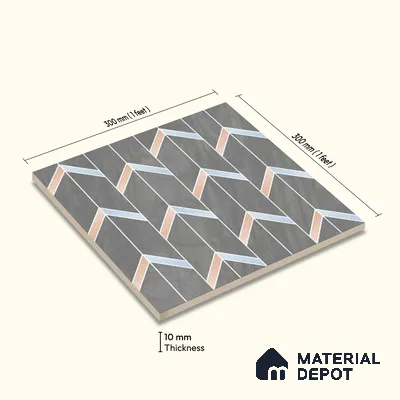 Moroccan Wall & Floor Tile TL 10041 | CRV-96 | 1 ft x 1 ft Matte Finish Ceramic Tile - 10 mm | Suitable for Bathroom, Kitchen, Balcony | Please Expect a Slight Variation of Pattern
