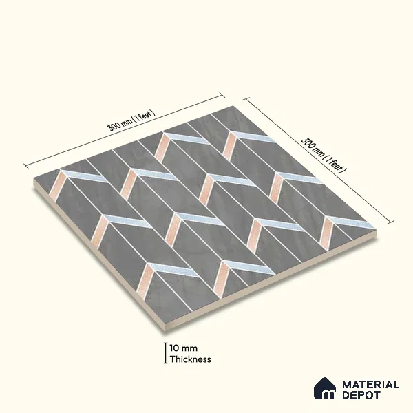 Moroccan Wall & Floor Tile TL 10041 | CRV-96 | 1 ft x 1 ft Matte Finish Ceramic Tile - 10 mm | Suitable for Bathroom, Kitchen, Balcony | Please Expect a Slight Variation of Pattern