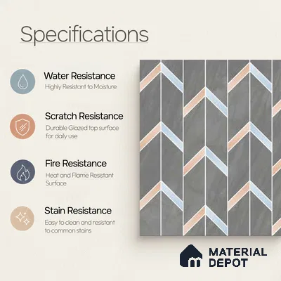 Moroccan Wall & Floor Tile TL 10041 | CRV-96 | 1 ft x 1 ft Matte Finish Ceramic Tile - 10 mm | Suitable for Bathroom, Kitchen, Balcony | Please Expect a Slight Variation of Pattern
