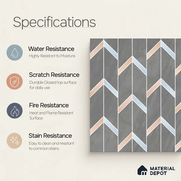 Moroccan Wall & Floor Tile TL 10041 | CRV-96 | 1 ft x 1 ft Matte Finish Ceramic Tile - 10 mm | Suitable for Bathroom, Kitchen, Balcony | Please Expect a Slight Variation of Pattern
