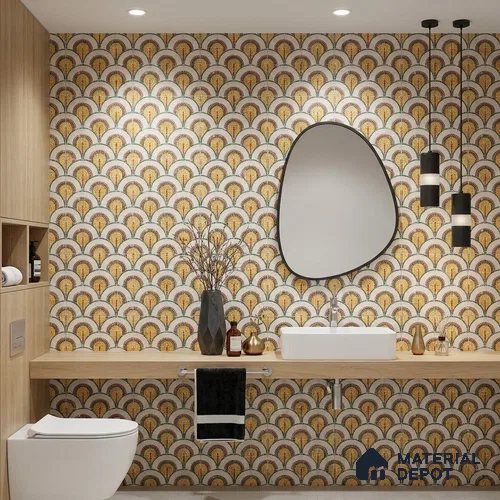 Moroccan Wall & Floor Tile TL 10042 B | CRV-98 | 1 ft x 1 ft Matte Finish Ceramic Tile - 10 mm | Suitable for Bathroom, Kitchen, Balcony | Please Expect a Slight Variation of Pattern