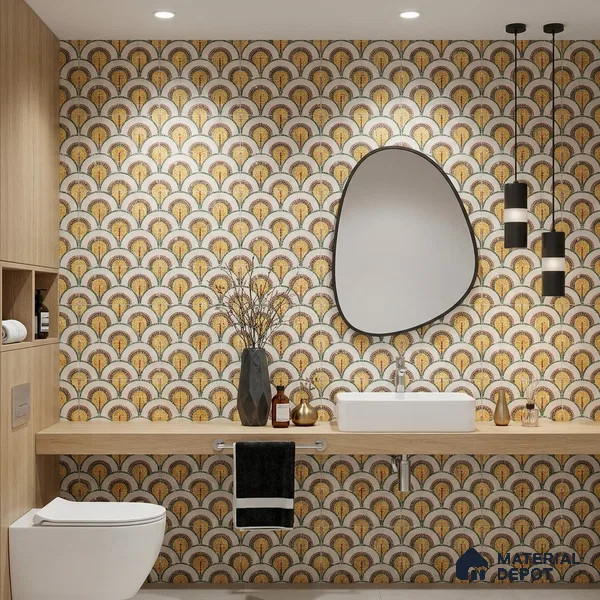 Moroccan Wall & Floor Tile TL 10042 B | CRV-98 | 1 ft x 1 ft Matte Finish Ceramic Tile - 10 mm | Suitable for Bathroom, Kitchen, Balcony | Please Expect a Slight Variation of Pattern