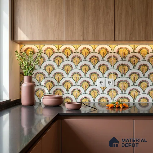 Moroccan Wall & Floor Tile TL 10042 B | CRV-98 | 1 ft x 1 ft Matte Finish Ceramic Tile - 10 mm | Suitable for Bathroom, Kitchen, Balcony | Please Expect a Slight Variation of Pattern