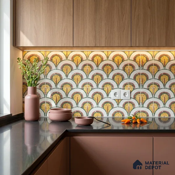 Moroccan Wall & Floor Tile TL 10042 B | CRV-98 | 1 ft x 1 ft Matte Finish Ceramic Tile - 10 mm | Suitable for Bathroom, Kitchen, Balcony | Please Expect a Slight Variation of Pattern