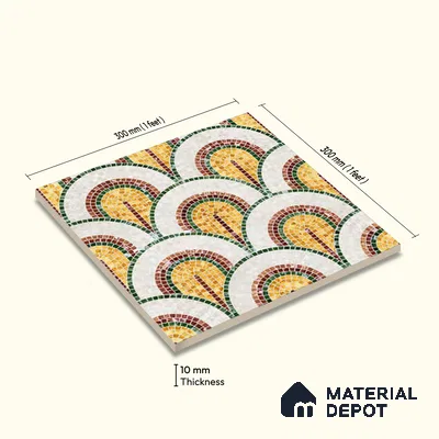 Moroccan Wall & Floor Tile TL 10042 B | CRV-98 | 1 ft x 1 ft Matte Finish Ceramic Tile - 10 mm | Suitable for Bathroom, Kitchen, Balcony | Please Expect a Slight Variation of Pattern