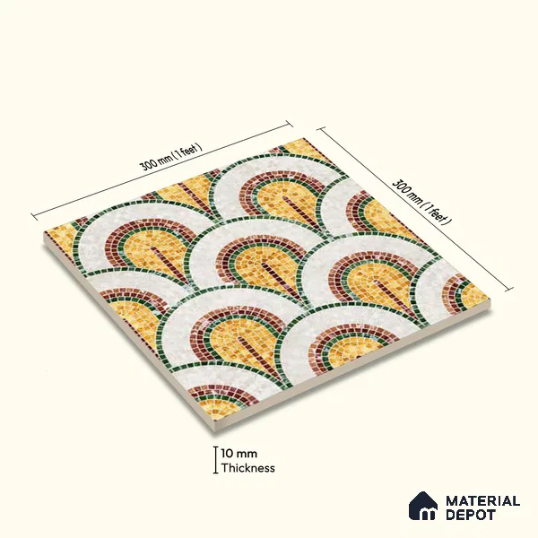 Moroccan Wall & Floor Tile TL 10042 B | CRV-98 | 1 ft x 1 ft Matte Finish Ceramic Tile - 10 mm | Suitable for Bathroom, Kitchen, Balcony | Please Expect a Slight Variation of Pattern