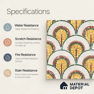 Moroccan Wall & Floor Tile TL 10042 B | CRV-98 | 1 ft x 1 ft Matte Finish Ceramic Tile - 10 mm | Suitable for Bathroom, Kitchen, Balcony | Please Expect a Slight Variation of Pattern