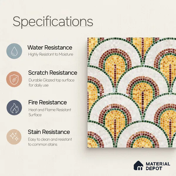Moroccan Wall & Floor Tile TL 10042 B | CRV-98 | 1 ft x 1 ft Matte Finish Ceramic Tile - 10 mm | Suitable for Bathroom, Kitchen, Balcony | Please Expect a Slight Variation of Pattern