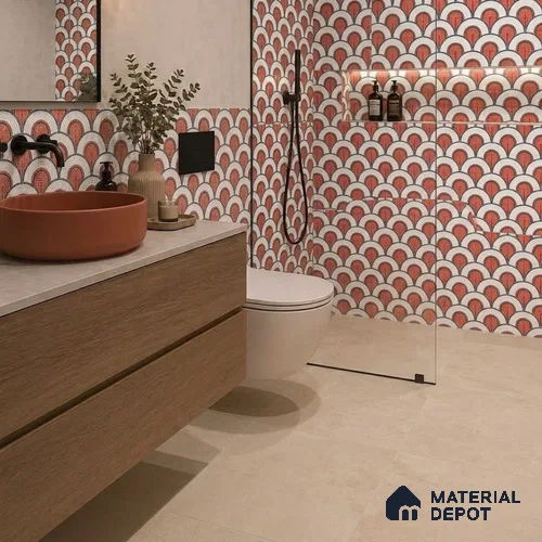 Moroccan Wall & Floor Tile TL 10042 | CRV-97 | 1 ft x 1 ft Matte Finish Ceramic Tile - 10 mm | Suitable for Bathroom, Kitchen, Balcony | Please Expect a Slight Variation of Pattern