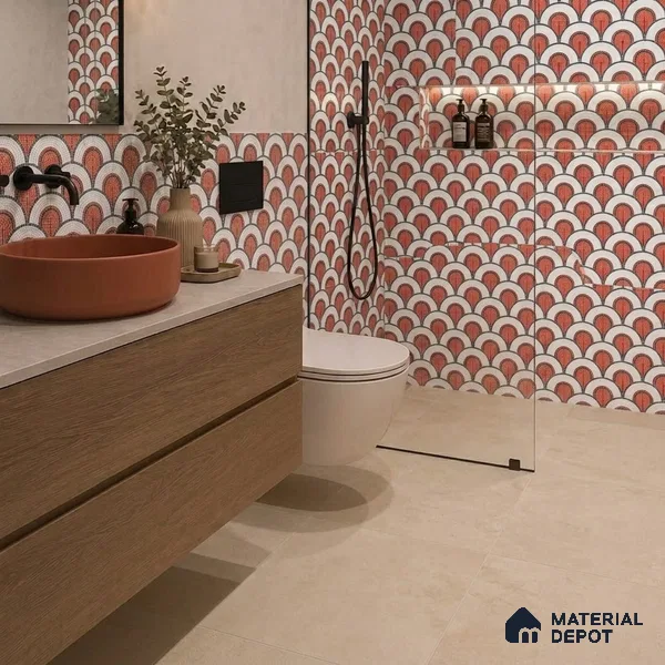 Moroccan Wall & Floor Tile TL 10042 | CRV-97 | 1 ft x 1 ft Matte Finish Ceramic Tile - 10 mm | Suitable for Bathroom, Kitchen, Balcony | Please Expect a Slight Variation of Pattern