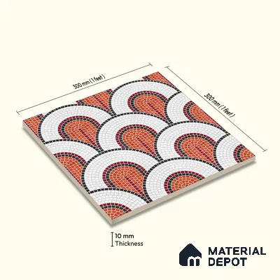 Moroccan Wall & Floor Tile TL 10042 | CRV-97 | 1 ft x 1 ft Matte Finish Ceramic Tile - 10 mm | Suitable for Bathroom, Kitchen, Balcony | Please Expect a Slight Variation of Pattern
