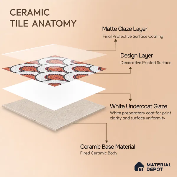 Moroccan Wall & Floor Tile TL 10042 | CRV-97 | 1 ft x 1 ft Matte Finish Ceramic Tile - 10 mm | Suitable for Bathroom, Kitchen, Balcony | Please Expect a Slight Variation of Pattern