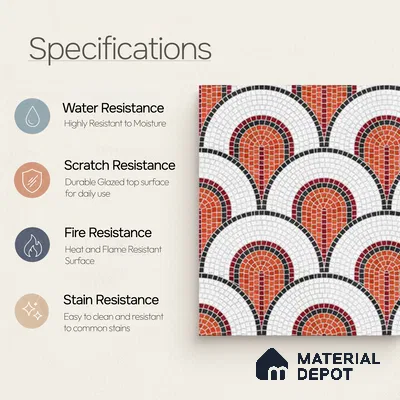 Moroccan Wall & Floor Tile TL 10042 | CRV-97 | 1 ft x 1 ft Matte Finish Ceramic Tile - 10 mm | Suitable for Bathroom, Kitchen, Balcony | Please Expect a Slight Variation of Pattern