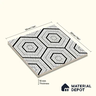 Moroccan Wall & Floor Tile TL 10043 | CRV-99 | 1 ft x 1 ft Matte Finish Ceramic Tile - 10 mm | Suitable for Bathroom, Kitchen, Balcony | Please Expect a Slight Variation of Pattern