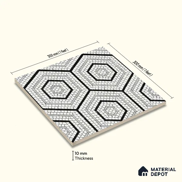 Moroccan Wall & Floor Tile TL 10043 | CRV-99 | 1 ft x 1 ft Matte Finish Ceramic Tile - 10 mm | Suitable for Bathroom, Kitchen, Balcony | Please Expect a Slight Variation of Pattern