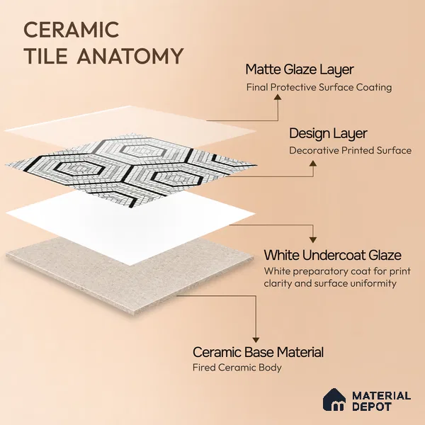 Moroccan Wall & Floor Tile TL 10043 | CRV-99 | 1 ft x 1 ft Matte Finish Ceramic Tile - 10 mm | Suitable for Bathroom, Kitchen, Balcony | Please Expect a Slight Variation of Pattern