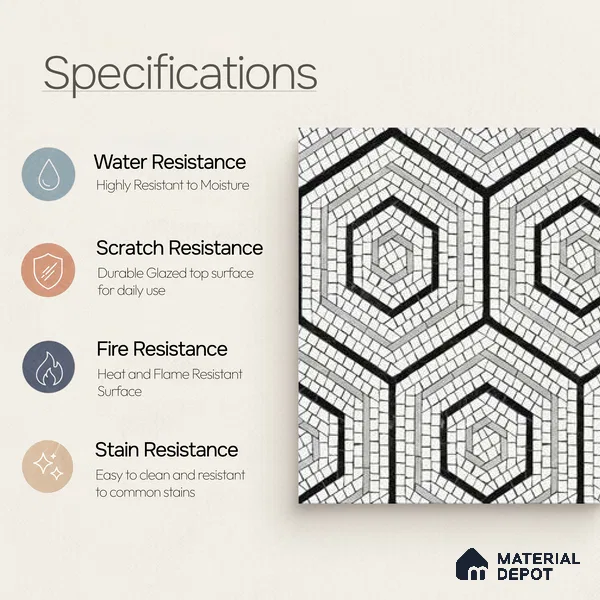 Moroccan Wall & Floor Tile TL 10043 | CRV-99 | 1 ft x 1 ft Matte Finish Ceramic Tile - 10 mm | Suitable for Bathroom, Kitchen, Balcony | Please Expect a Slight Variation of Pattern