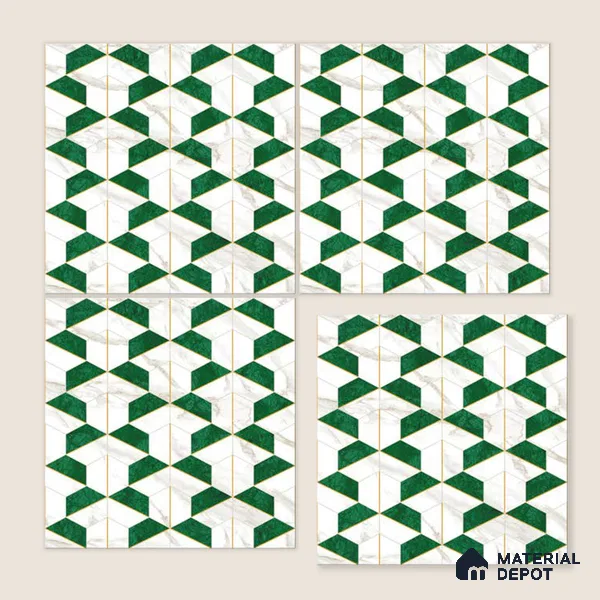 Moroccan Wall & Floor Tile TL 10044 | GR 6060 | 1 ft x 1 ft Matte Finish Ceramic Tile - 10 mm | Suitable for Bathroom, Kitchen, Balcony | Please Expect a Slight Variation of Pattern