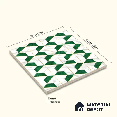 Moroccan Wall & Floor Tile TL 10044 | GR 6060 | 1 ft x 1 ft Matte Finish Ceramic Tile - 10 mm | Suitable for Bathroom, Kitchen, Balcony | Please Expect a Slight Variation of Pattern