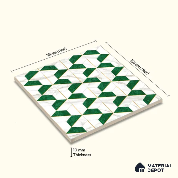 Moroccan Wall & Floor Tile TL 10044 | GR 6060 | 1 ft x 1 ft Matte Finish Ceramic Tile - 10 mm | Suitable for Bathroom, Kitchen, Balcony | Please Expect a Slight Variation of Pattern