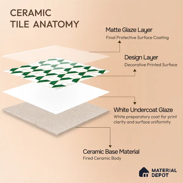 Moroccan Wall & Floor Tile TL 10044 | GR 6060 | 1 ft x 1 ft Matte Finish Ceramic Tile - 10 mm | Suitable for Bathroom, Kitchen, Balcony | Please Expect a Slight Variation of Pattern
