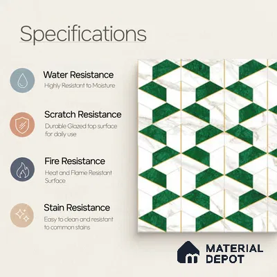 Moroccan Wall & Floor Tile TL 10044 | GR 6060 | 1 ft x 1 ft Matte Finish Ceramic Tile - 10 mm | Suitable for Bathroom, Kitchen, Balcony | Please Expect a Slight Variation of Pattern