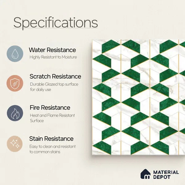 Moroccan Wall & Floor Tile TL 10044 | GR 6060 | 1 ft x 1 ft Matte Finish Ceramic Tile - 10 mm | Suitable for Bathroom, Kitchen, Balcony | Please Expect a Slight Variation of Pattern