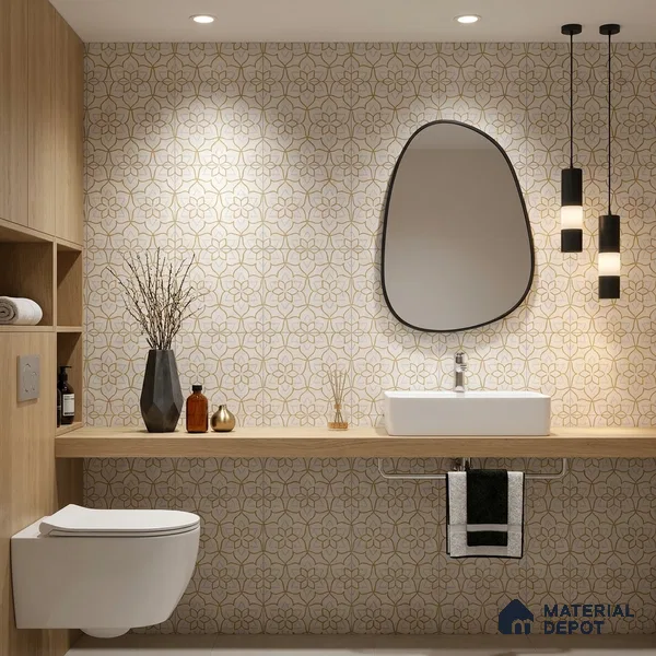 Moroccan Wall & Floor Tile TL 10046 | GR 6062 | 1 ft x 1 ft Matte Finish Ceramic Tile - 10 mm | Suitable for Bathroom, Kitchen, Balcony | Please Expect a Slight Variation of Pattern