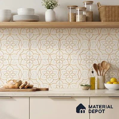 Moroccan Wall & Floor Tile TL 10046 | GR 6062 | 1 ft x 1 ft Matte Finish Ceramic Tile - 10 mm | Suitable for Bathroom, Kitchen, Balcony | Please Expect a Slight Variation of Pattern